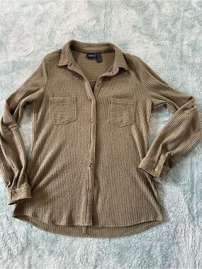 Daytrip Olive Knit Button-Front Shirt